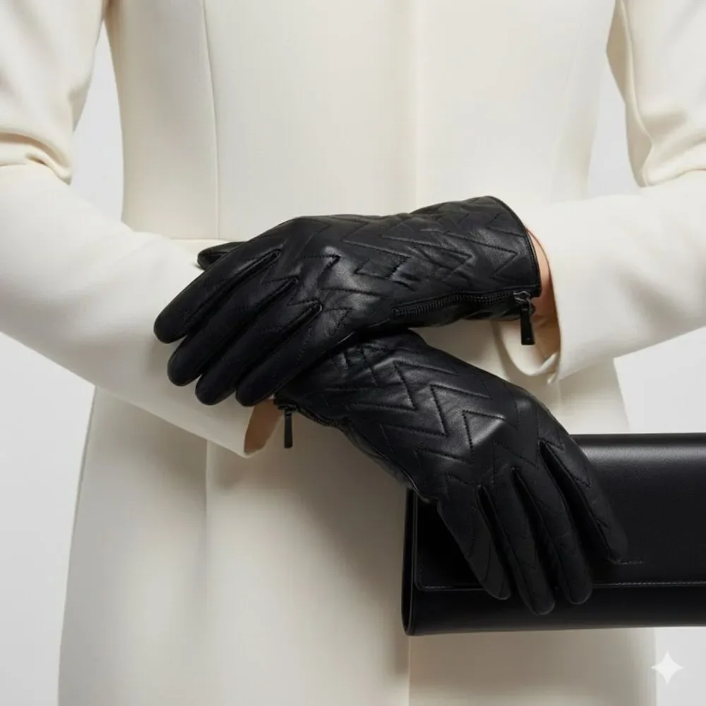 Calvin Klein Black Leather Tech Gloves NWT
